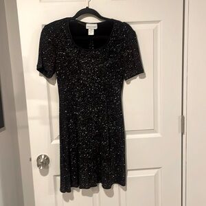 Betsey and Adam Short Sleeve Sparkle Mini Dress